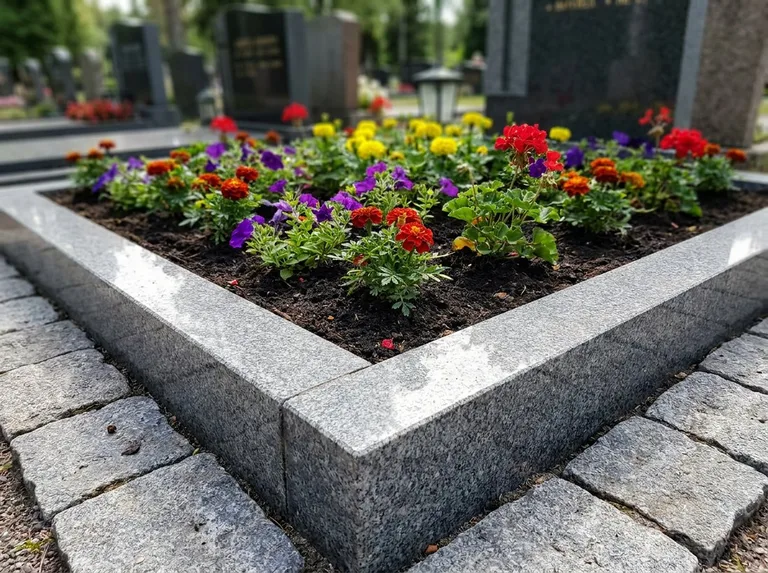 Цветник и многолетники в озеленении могильного участка в Кемерово