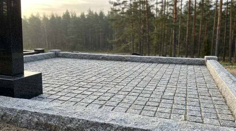 Выполненное благоустройство: мощение участка гранитной плиткой, ПМ003 в Кемерово