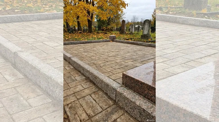 Выполненная работа: семейный участок с брусчаткой и оградой, ПМ009 в Кемерово