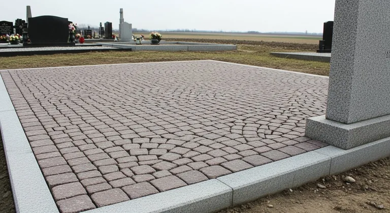 Розовая гранитная брусчатка веером, образец ПМ025 в Кемерово