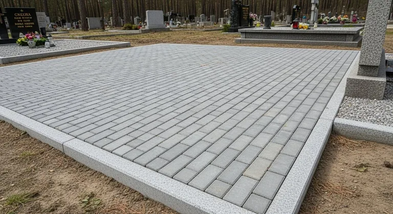 Благоустройство захоронения брусчаткой, образец ПМ037 в Кемерово