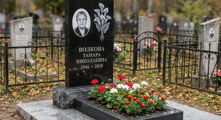 Памятник с гравировкой калл — выполненная работа «Волкова» в Кемерово