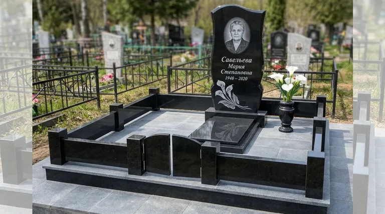 Памятник с гравировкой калл — выполненная работа «Савельева» в Кемерово