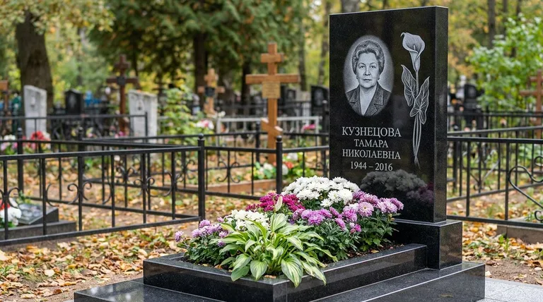 Памятник с гравировкой калл — выполненная работа «Кузнецова» в Кемерово