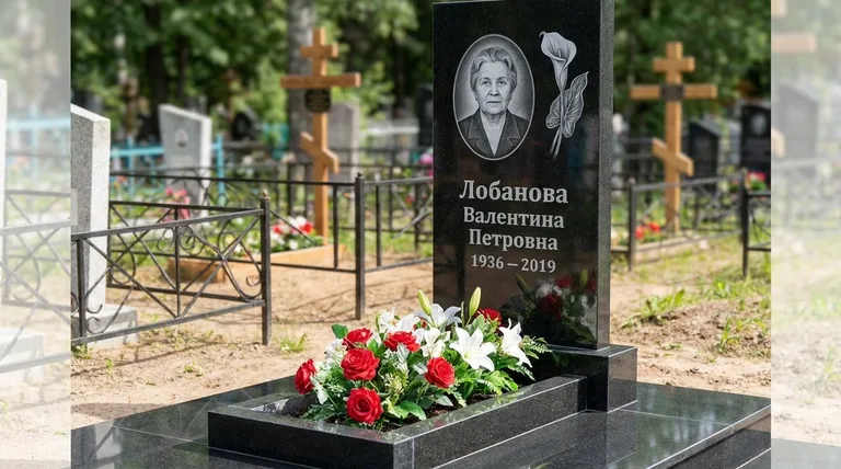 Памятник с гравировкой калл — выполненная работа «Лобанова» в Кемерово