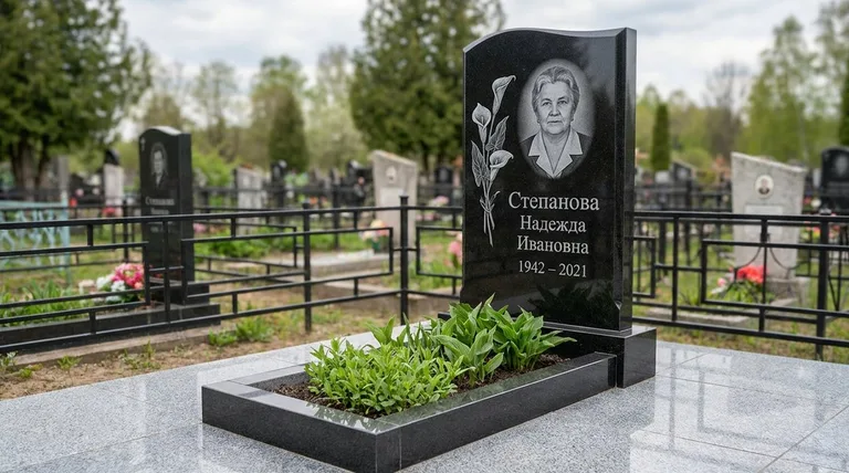 Памятник с гравировкой калл — выполненная работа «Степанова» в Кемерово