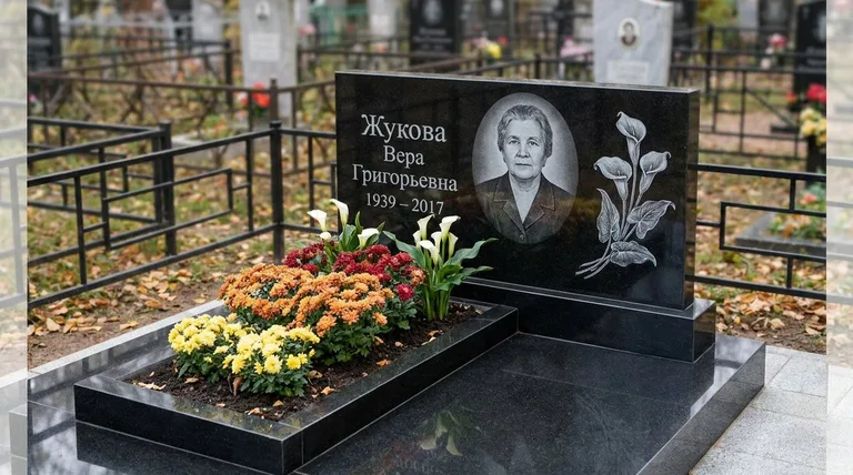 Памятник с гравировкой калл — выполненная работа «Жукова» в Кемерово