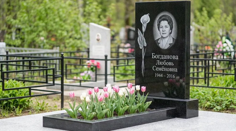 Памятник с гравировкой калл — выполненная работа «Богданова» в Кемерово