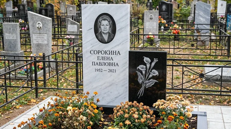 Памятник с гравировкой калл — выполненная работа «Сорокина» в Кемерово