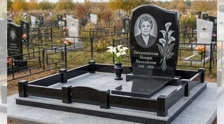 Памятник с гравировкой калл — выполненная работа «Овчинникова» в Кемерово