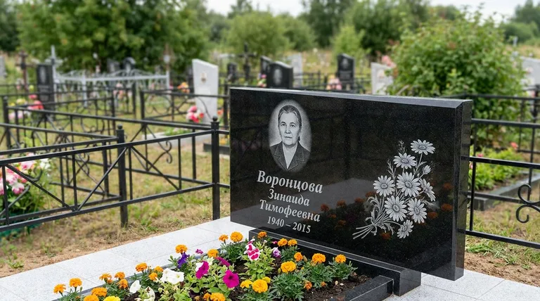 Памятник с гравировкой ромашек — выполненная работа «Воронцова» в Кемерово
