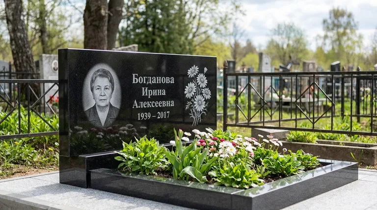 Памятник с гравировкой ромашек — выполненная работа «Богданова» в Кемерово