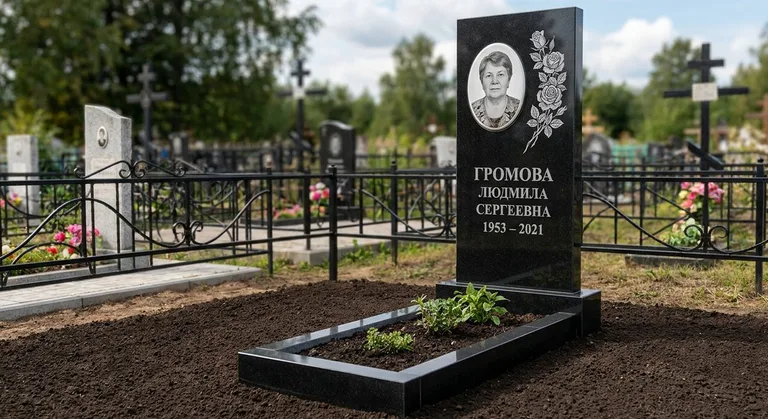 Памятник с гравировкой роз — выполненная работа «Громова» в Кемерово