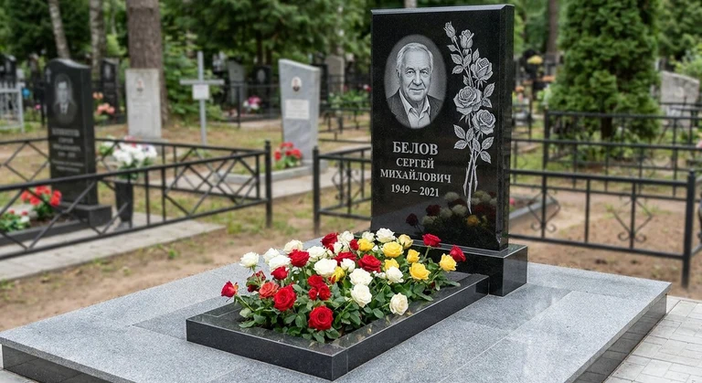 Гравировка цветов на памятник в Кемерово — розы на граните