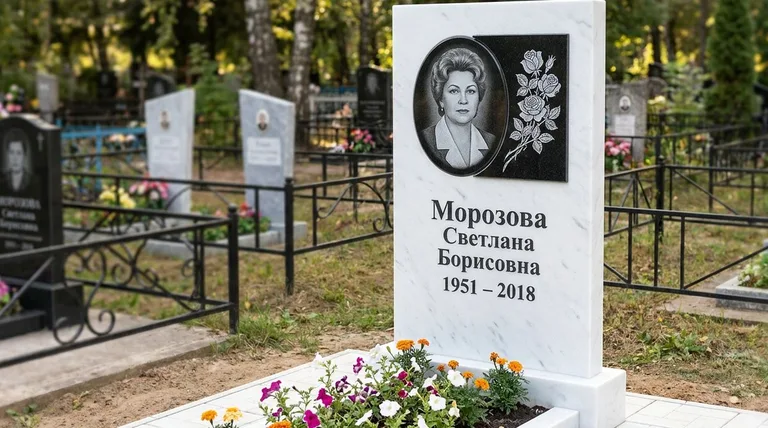Памятник с гравировкой роз — выполненная работа «Морозова» в Кемерово