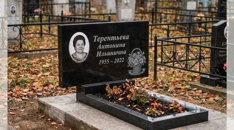 Памятник с гравировкой роз — выполненная работа «Терентьева» в Кемерово