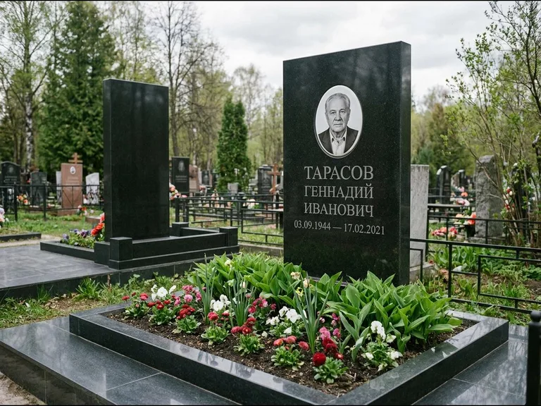 Керамический портрет на габбро-диабазе в Кемерово