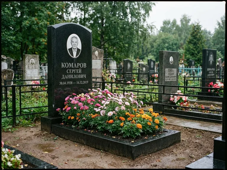Портрет на керамике — семейный памятник в Кемерово