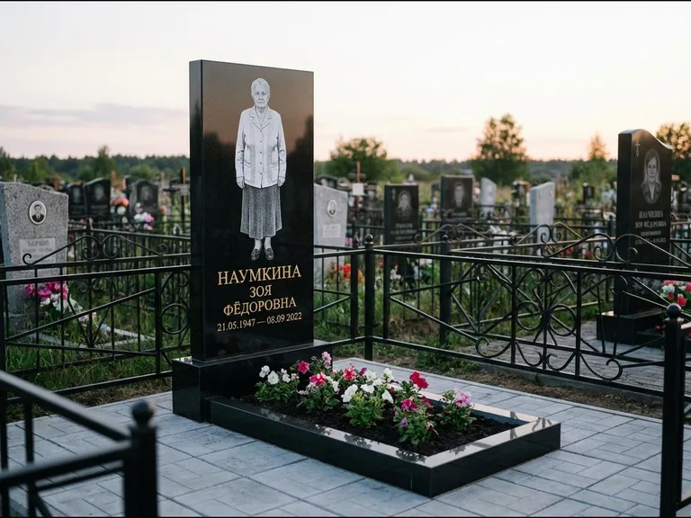 Гравировка портрета на чёрном граните — выполненная работа 18 в Кемерово