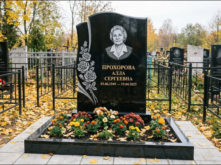 Гравировка портрета на чёрном граните — выполненная работа 20 в Кемерово