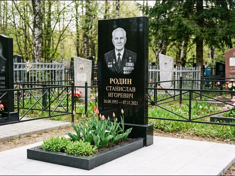 Гравировка портрета на чёрном граните — выполненная работа 21 в Кемерово