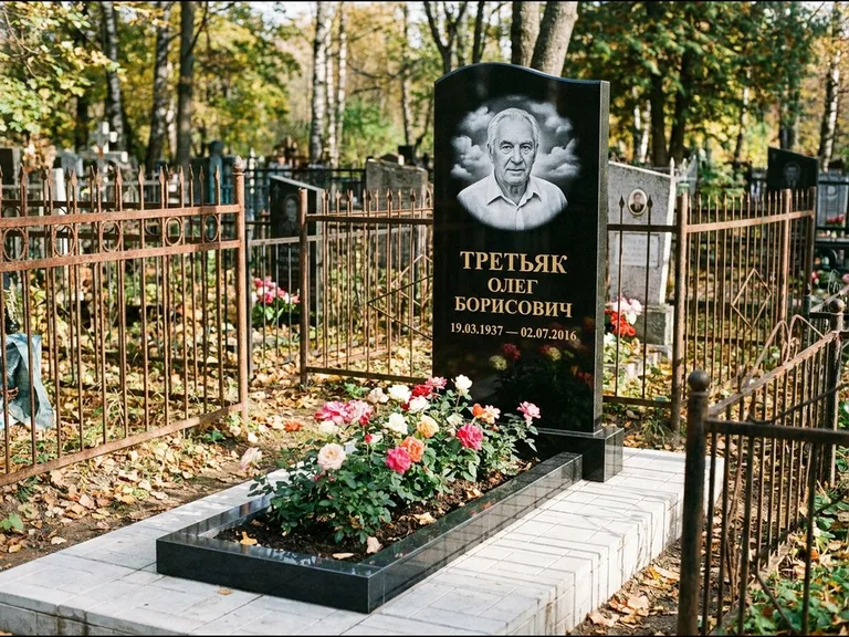Гравировка портрета на чёрном граните — выполненная работа 23 в Кемерово