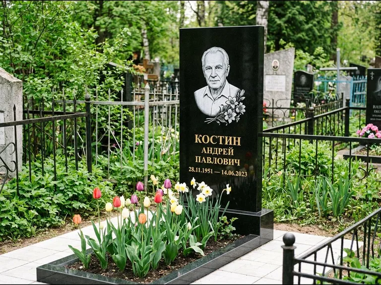 Гравировка портрета на чёрном граните — выполненная работа 27 в Кемерово