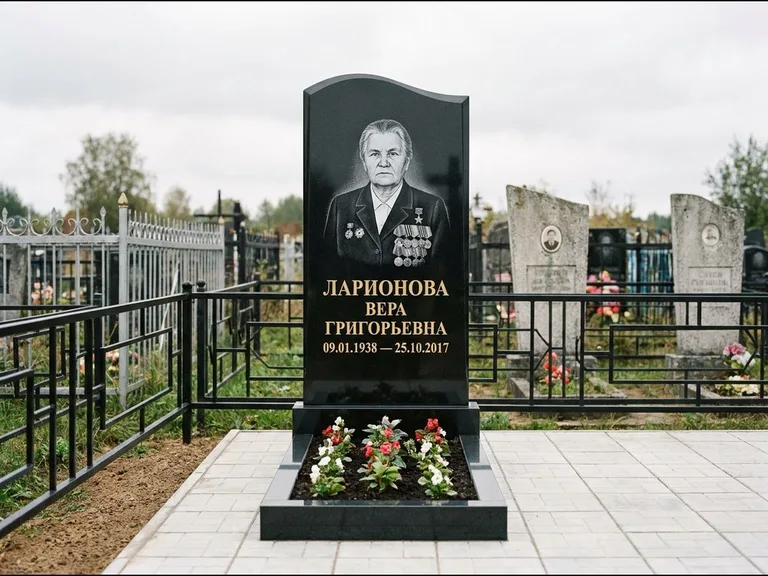 Гравировка портрета на чёрном граните — выполненная работа 28 в Кемерово