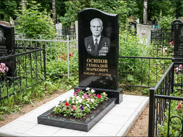 Гравировка портрета на чёрном граните — выполненная работа 7 в Кемерово