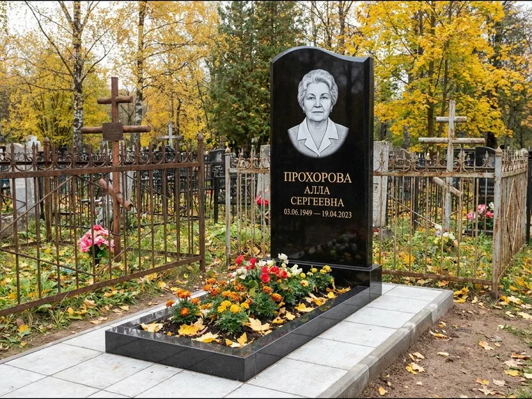 Гравировка портрета на чёрном граните — выполненная работа 8 в Кемерово