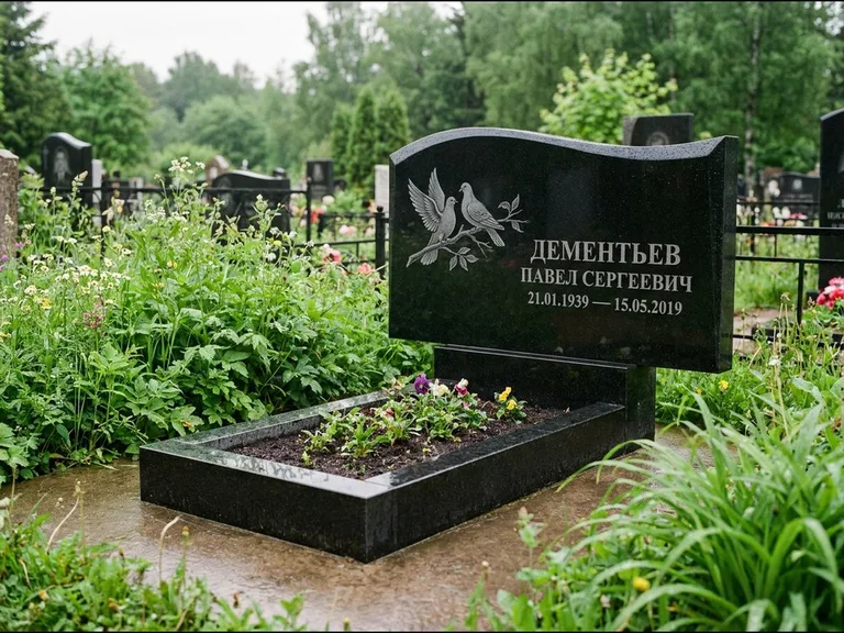 Памятник с гравировкой голубей — гравировка голубей, работа «Дементьев» в Кемерово