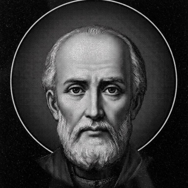 Эскиз иконы: Николай Чудотворец (полутон) — объёмный лик святителя, гравировка на памятник в Кемерово