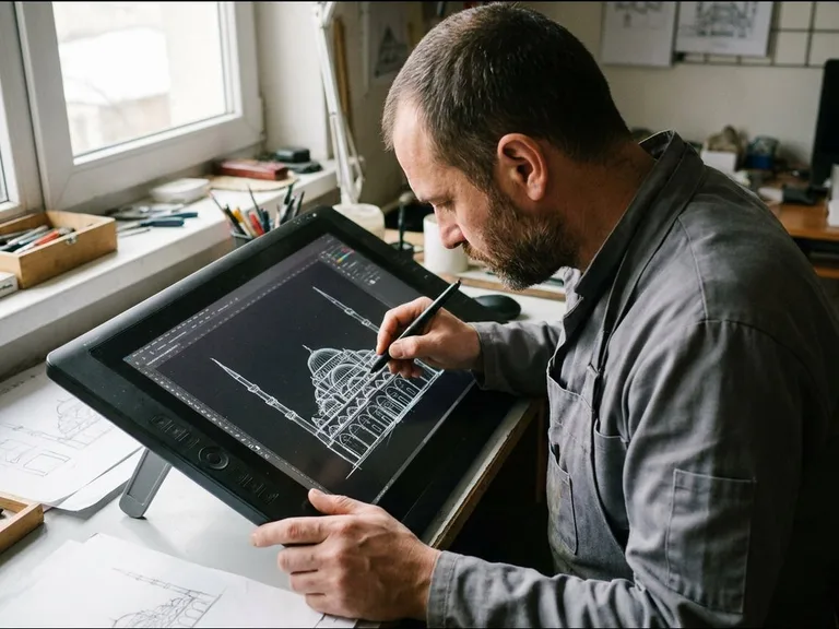 Эскиз бесплатно — этап работы над мусульманским памятником