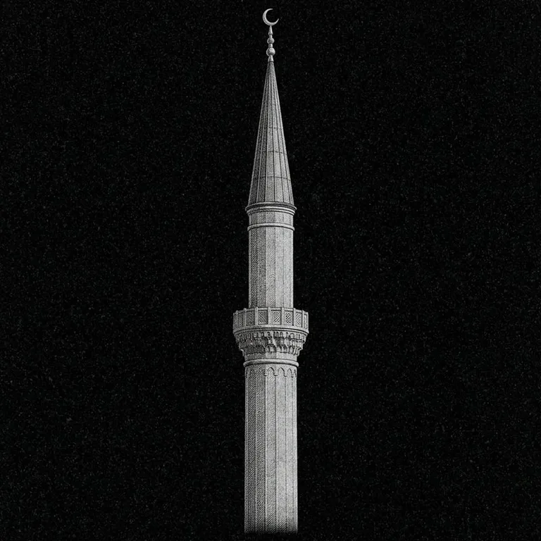 Эскиз: Минарет (фотореализм) — одиночный минарет с полумесяцем в Кемерово