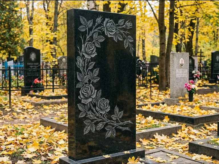 Цветы и орнамент — гравировка с выездом на кладбище в Кемерово