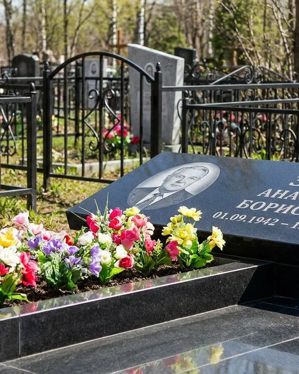 Премиум памятник под ключ с мощением и оградой в Кемерово