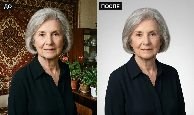 Ретушь фото на памятник — замена фона: до и после в Кемерово