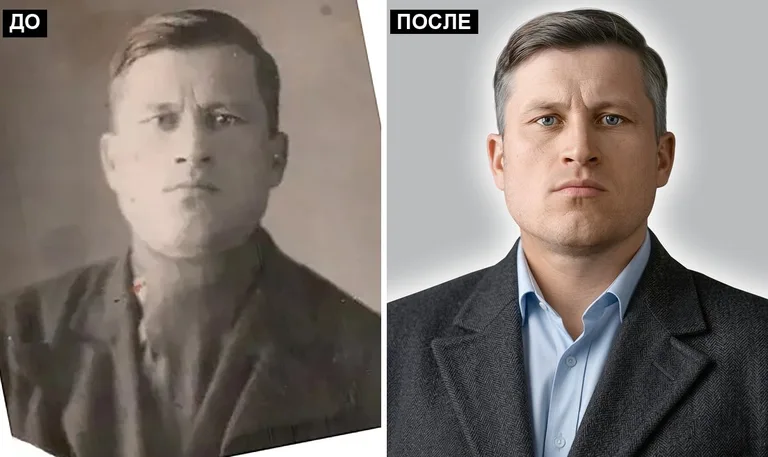 Ретушь фото на памятник — замена одежды: до и после в Кемерово