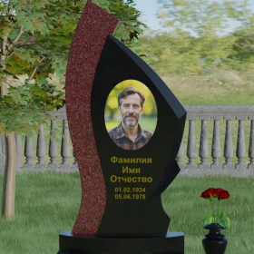 Комбинированный вертикальный памятник светский - П002