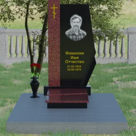 Вертикальный православный гранитный памятник с крестом - П008