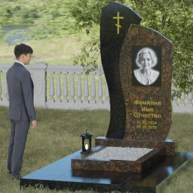 Памятник комбинированный с крестом - П028