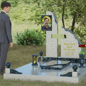 Памятник на могилу Комбинированный с крестом - П067