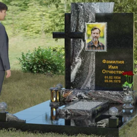 Памятник на могилу Комбинированный с крестом - П077