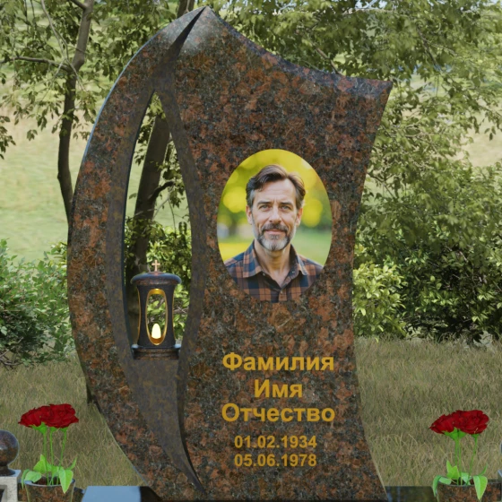 Гранитный памятник с каплевидным отверстием, гранит Дымовский