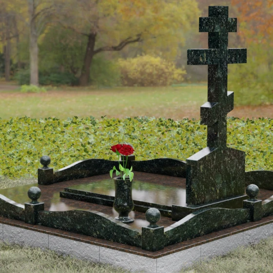 Мемориальный комплекс с восьмиконечным крестом, гранит Балтик грин, вид 3