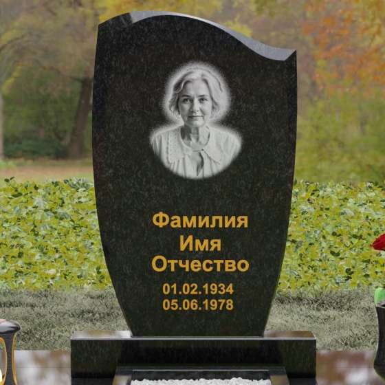 Гранитный монумент с волной и фактурным срезом, гранит Габбро-диабаз