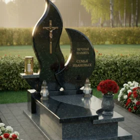 Православный гранитный памятник с крестом для одного - ПН239