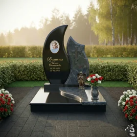 Комбинированный православный памятник с крестом для одного - ПН241