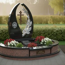 Элитный православный гранитный памятник с крестом - ПН374