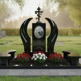 Элитный гранитный православный памятник на двоих - ПН382